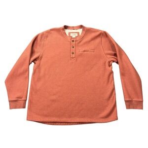 LL Bean Men's XL-REG Katahdin Iron Works Thermal Henley Shirt 298100 Orange